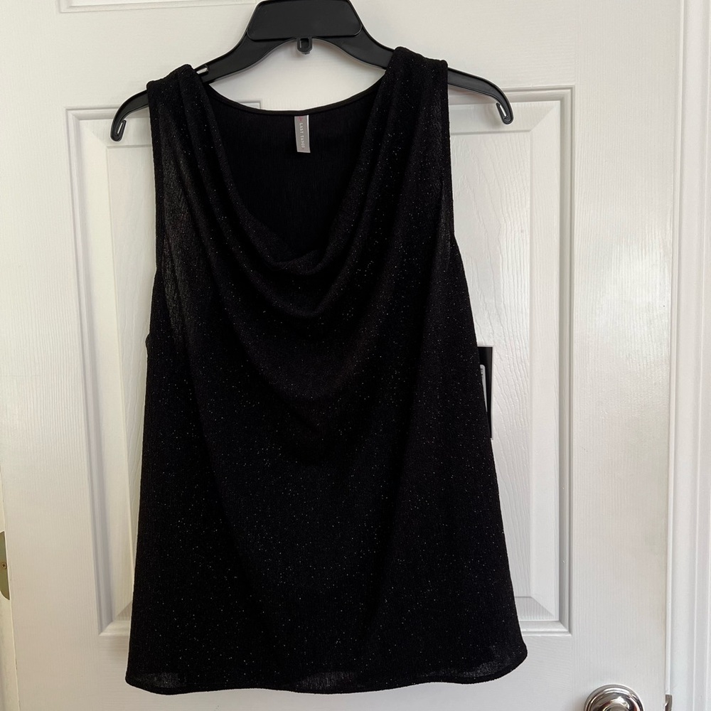 Last Tango Glitter Razorback Cowl Neck  Tank Top